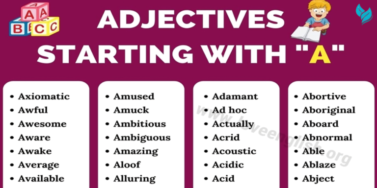 Adjectives That Start With A